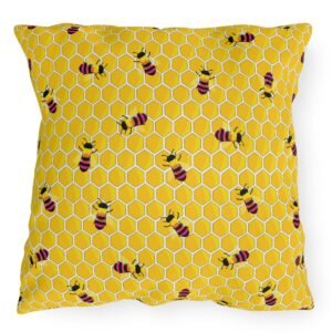 Honeycomb Rainbow Bee Indoor Outdoor Couch Throw Pillow