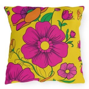 Hand-Illustrated Spring Floral Indoor Outdoor Accent Pillow